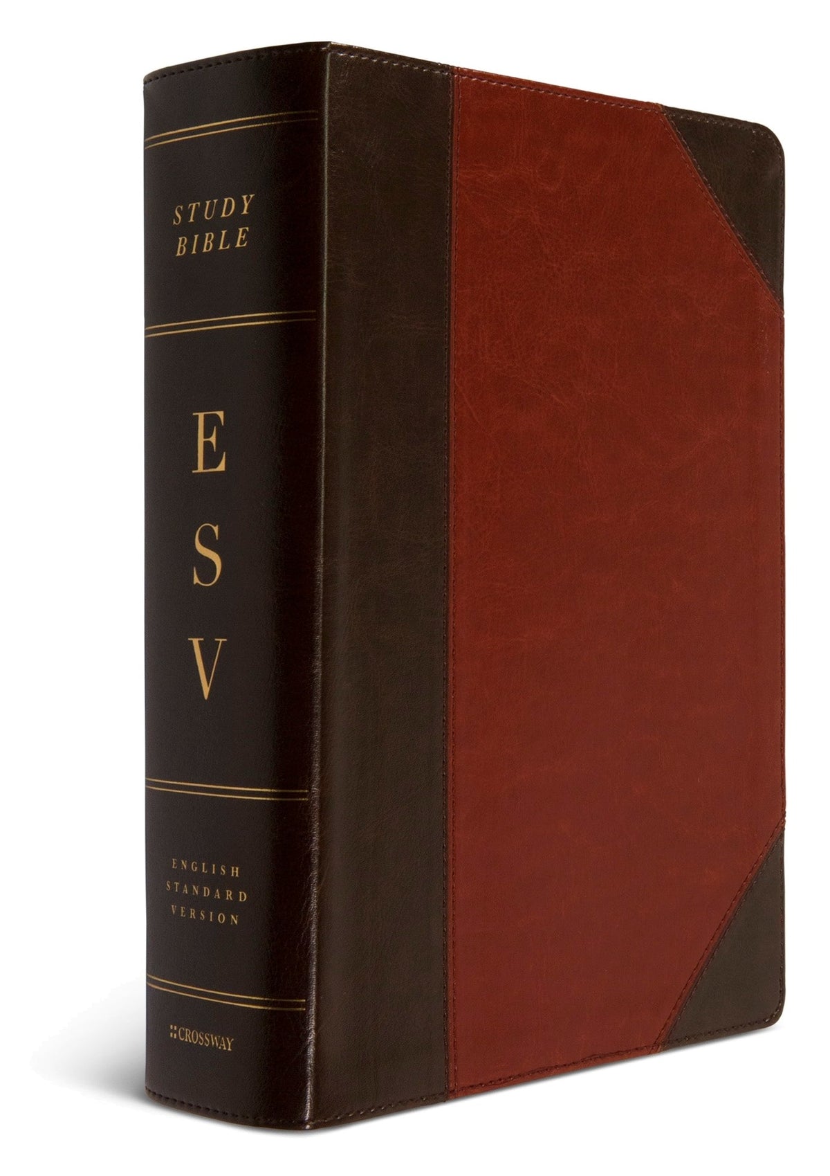 ESV Study Bible, Large Print (TruTone, Brown/Cordovan, Portfolio Design) cover shown at an angle