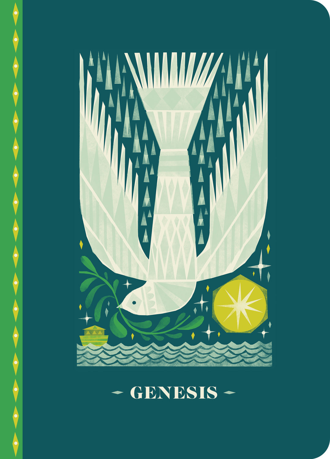Book cover of 'Genesis' with a white dove and green background
