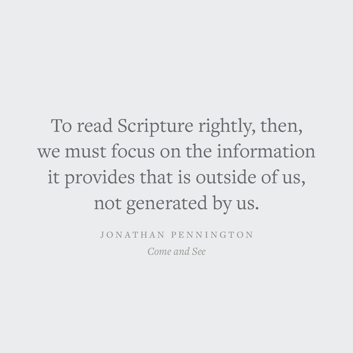 Come and See: The Journey of Knowing God Through Scripture