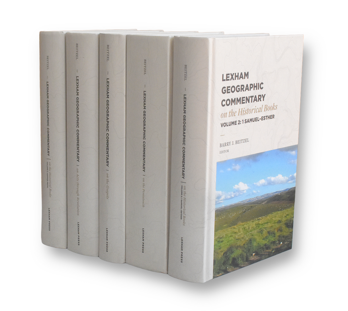 Set of books titled 'Lexham Geographic Commentary' on a white background