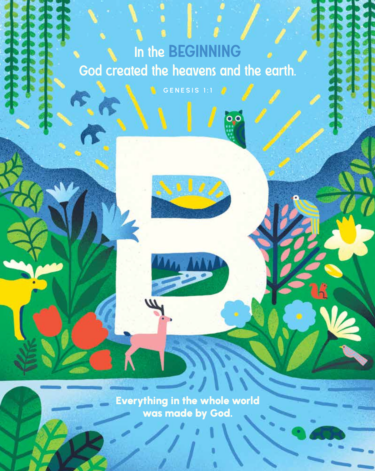 Full-page illustration from My First ABC Book of Bible Verses (Big Truths for Little Minds)