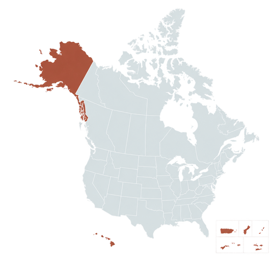 Non-contiguous US and Territories shipping map