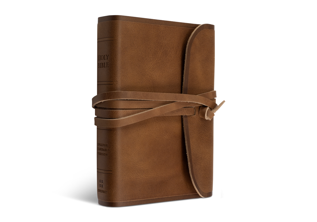 ESV Large Print Compact Bible (Natural Leather, Strap Flap)