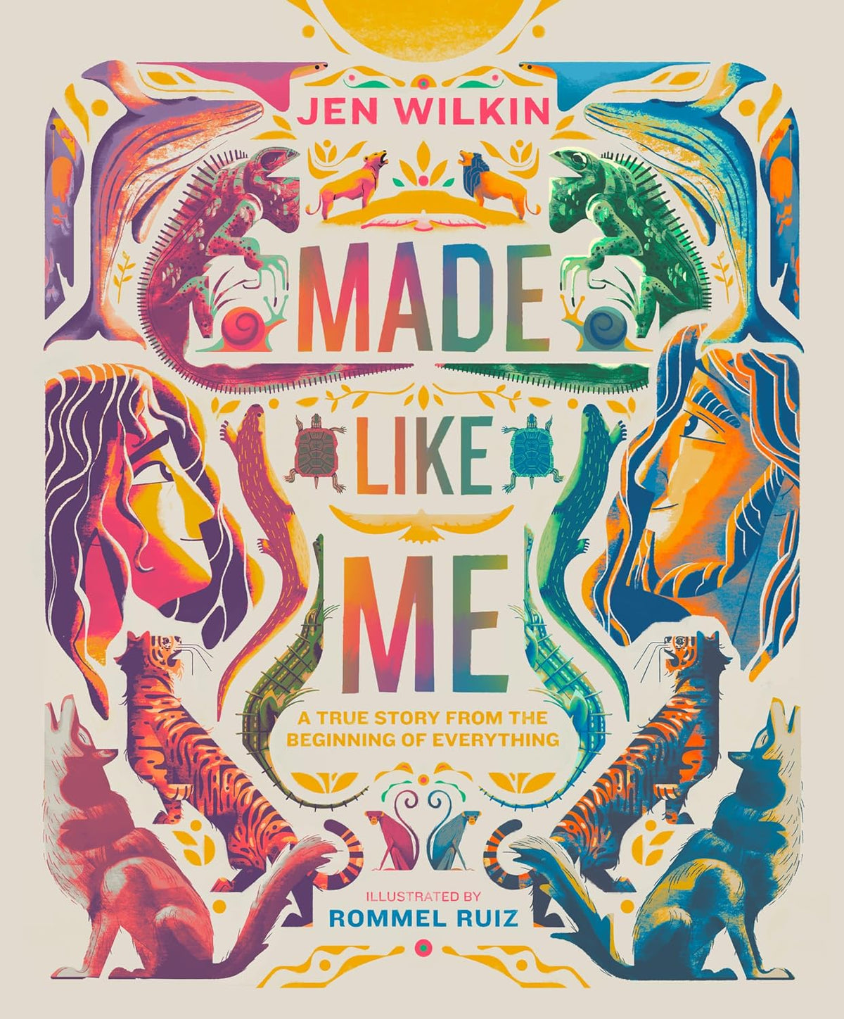 Book cover of 'Made Like Me' with colorful animal illustrations and Jen Wilkin's name.