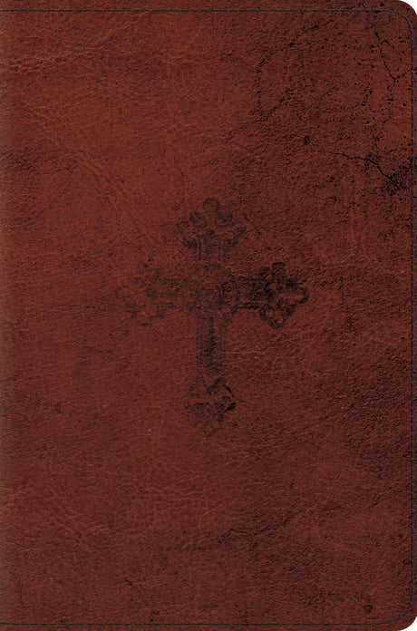 ESV Compact Bible (TruTone, Walnut, Weathered Cross Design) front cover (1024867729455)