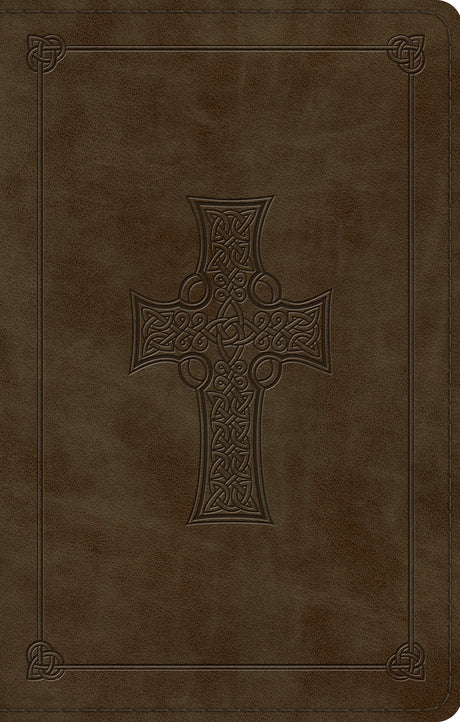 ESV Large Print Value Thinline Bible (TruTone, Olive, Celtic Cross Design) front cover (1023787008047)