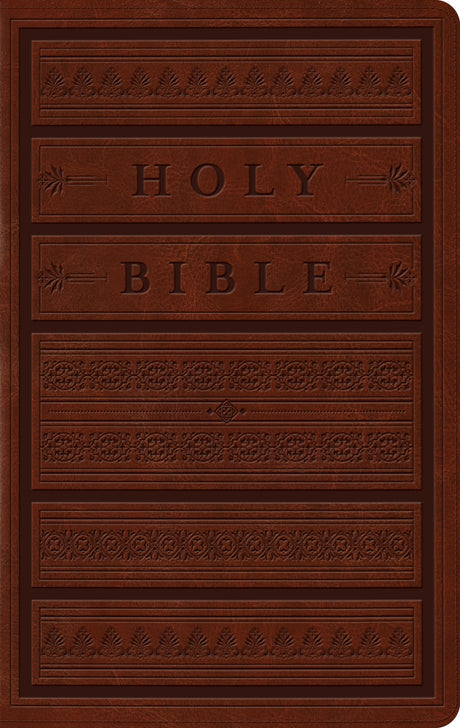 ESV Large Print Personal Size Bible (TruTone, Brown, Engraved Mantel Design) front cover (1025011187759)