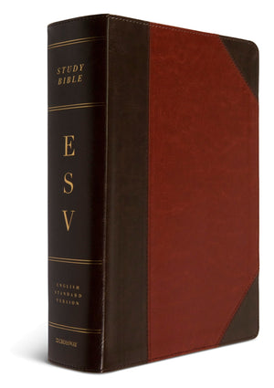 ESV Study Bible, Large Print (TruTone, Brown/Cordovan, Portfolio Design) cover shown at an angle