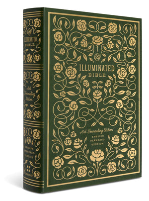 ESV Illuminated Bible, Art Journaling Edition (Hardcover, Green) cover shown at an angle