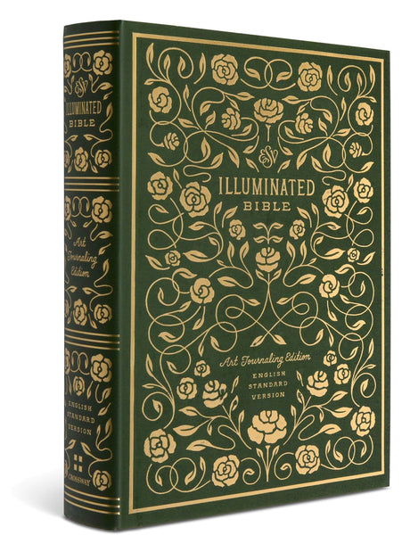 ESV Illuminated Bible, Art Journaling Edition (Hardcover, Green) cover shown at an angle