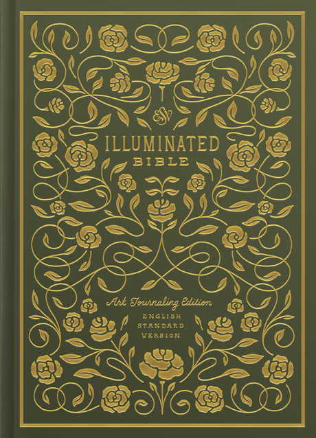 ESV Illuminated Bible, Art Journaling Edition (Hardcover, Green) front cover (1042088132655)