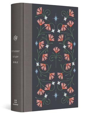ESV Student Study Bible (Hardcover, Flowers) cover shown at an angle
