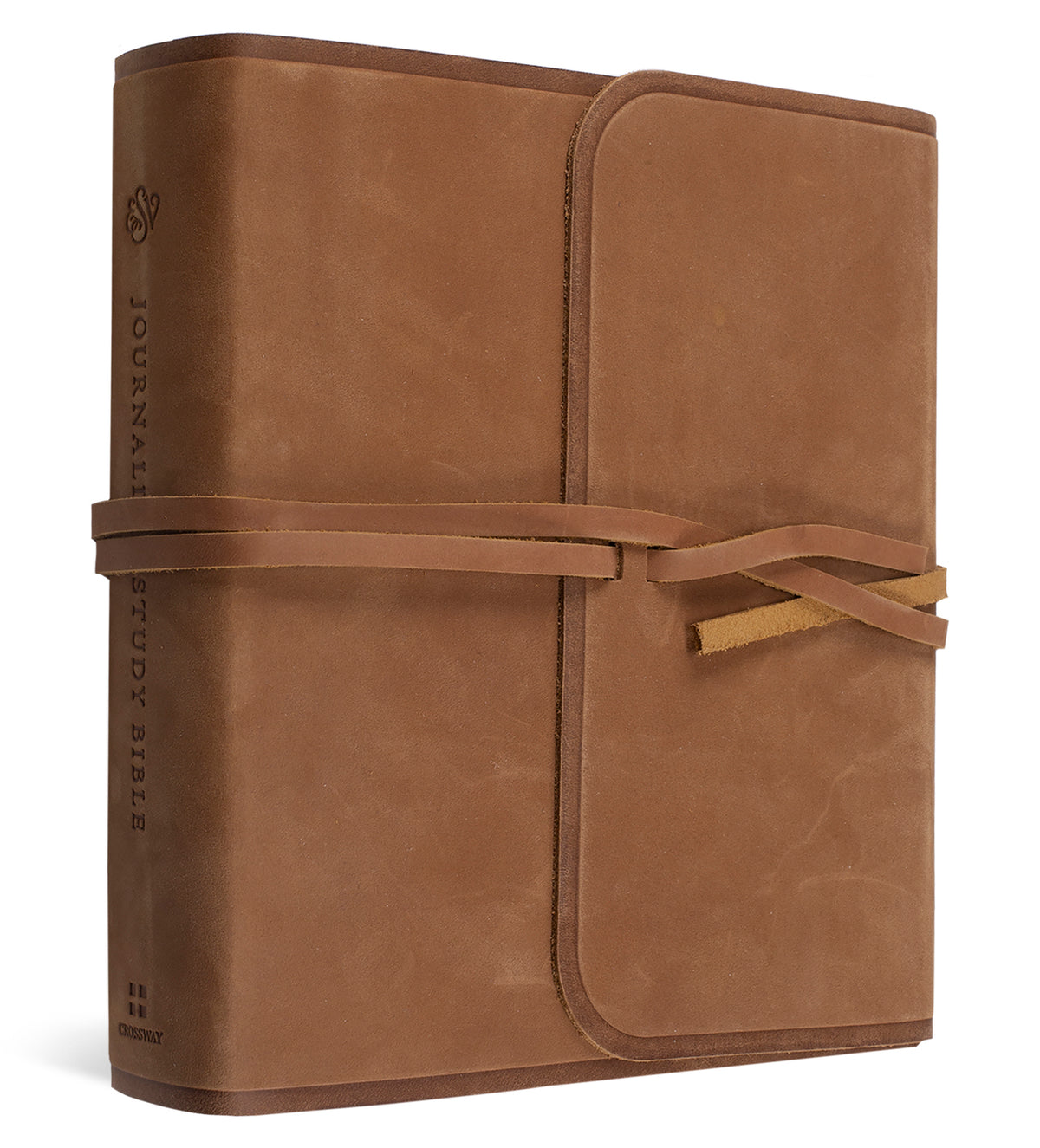 ESV Journaling Study Bible (Natural Leather, Brown, Flap with Strap) cover image (7574189768904)