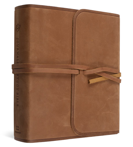 ESV Journaling Study Bible (Natural Leather, Brown, Flap with Strap) cover image (7574189768904)