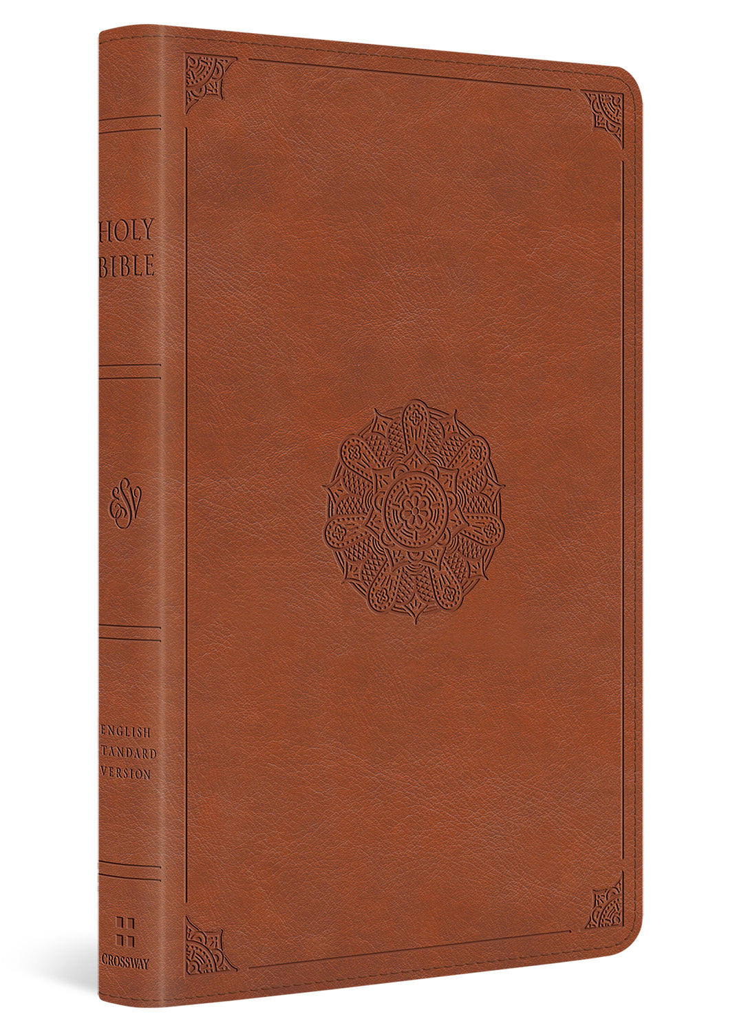 ESV Large Print Thinline Bible (Trutone, English Saddle, Emblem Design) cover image (8251950465224)