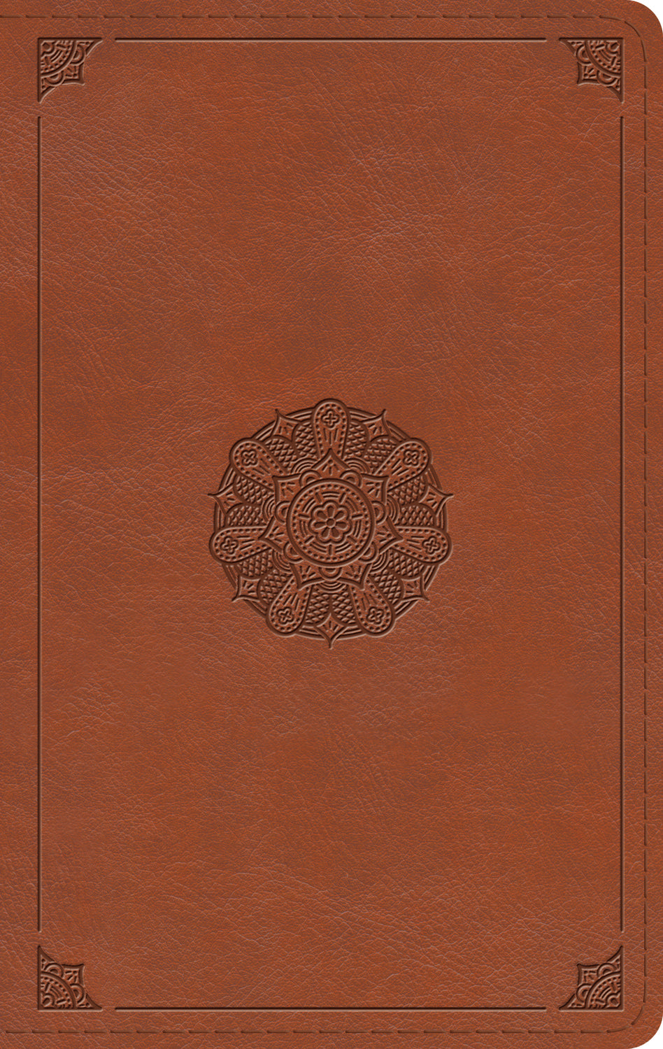 ESV Large Print Thinline Bible (Trutone, English Saddle, Emblem Design) front cover (8251950465224)
