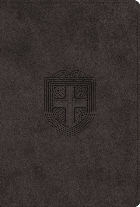 ESV Men's Study Bible (Trutone, Charcoal, Shield Design) front cover (8252154380488)