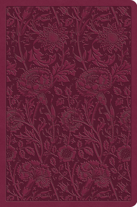 ESV Value Compact Bible (Trutone, Raspberry, Floral Design) front cover (8238270251208)