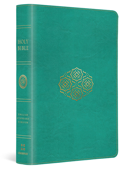 ESV Large Print Compact Bible, Red Letter (Trutone, Teal, Bouquet Design) cover image (8252146745544)