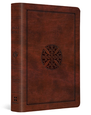 ESV Large Print Compact Bible, Red Letter (Trutone, Brown, Mosaic Cross Design) cover image (8252154249416)