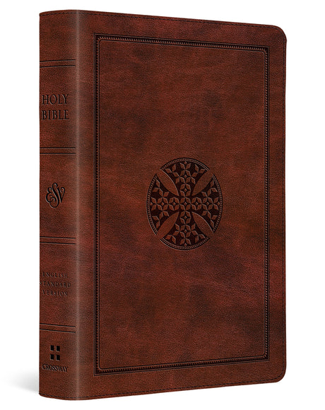 ESV Large Print Compact Bible, Red Letter (Trutone, Brown, Mosaic Cross Design) cover image (8252154249416)