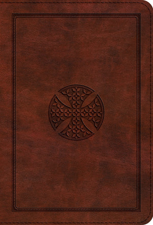 ESV Large Print Compact Bible, Red Letter (Trutone, Brown, Mosaic Cross Design) front cover (8252154249416)