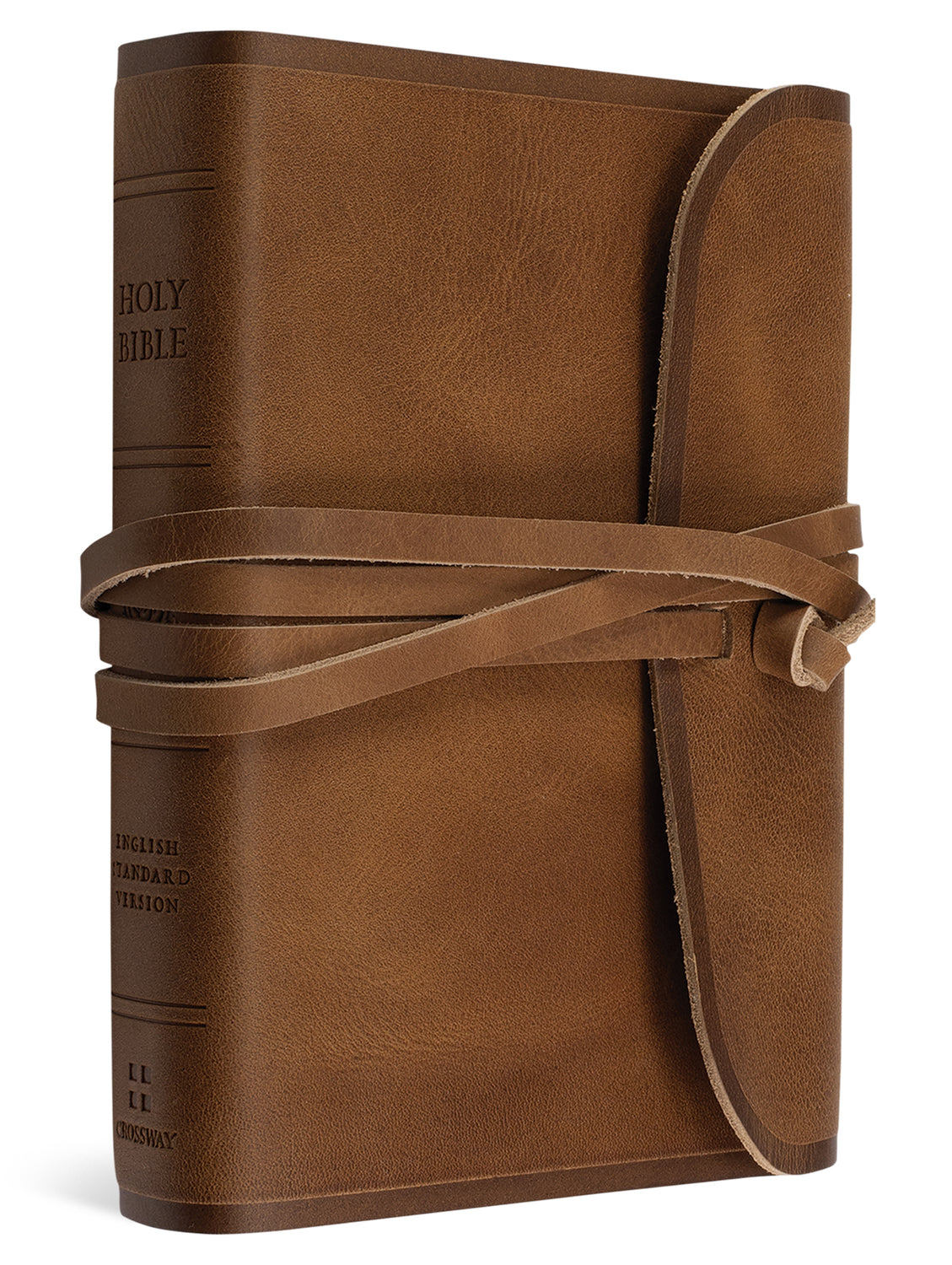 ESV Large Print Compact Bible, Red Letter (Natural Leather, Brown, Flap with Strap) cover image (8251951251656)