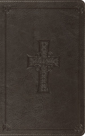 ESV Value Thinline Bible (Trutone, Charcoal, Celtic Cross Design) front cover (8251964096712)