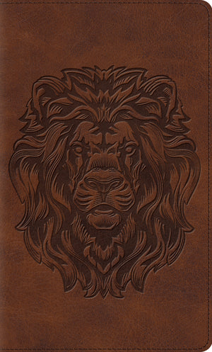 ESV Thinline Bible, Red Letter (Trutone, Brown, Royal Lion Design) front cover (8252159262920)