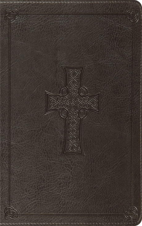 ESV Thinline Bible, Red Letter (Trutone, Charcoal, Celtic Cross Design) front cover (8251961671880)
