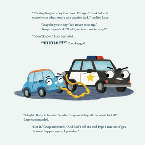 Illustrated interior spread from Coop Messes Up (The Wheelies)