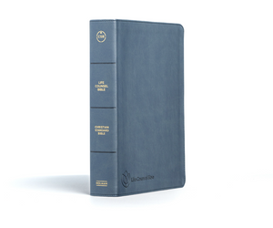 Spine view of CSB Life Counsel Bible, Slate Blue Leathertouch: Practical Wisdom for All of Life