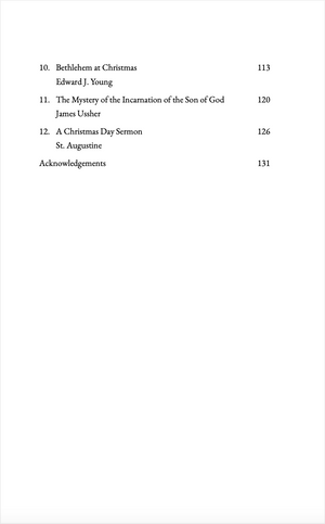 Table of contents page from The Dawn of Grace: Readings on Advent and the Incarnation