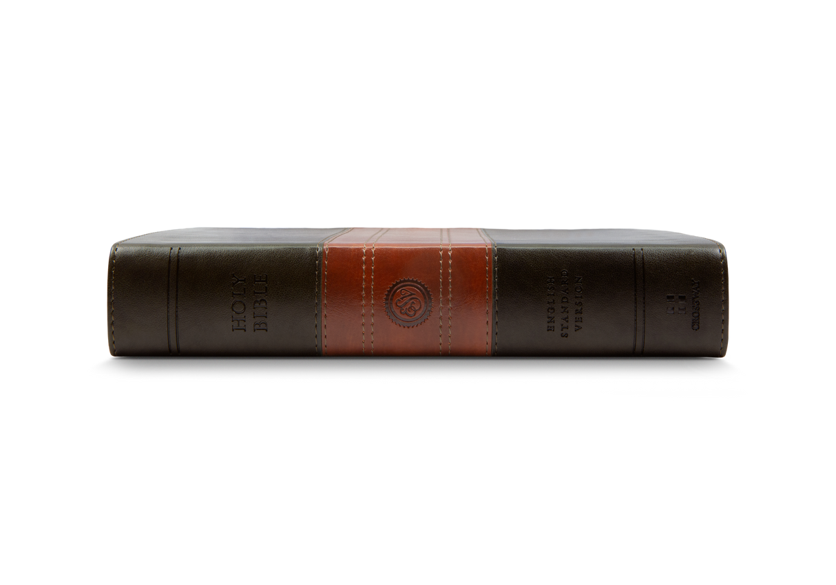 ESV Large Print Personal Size Bible (Trutone, Forest/Tan, Trail Design)