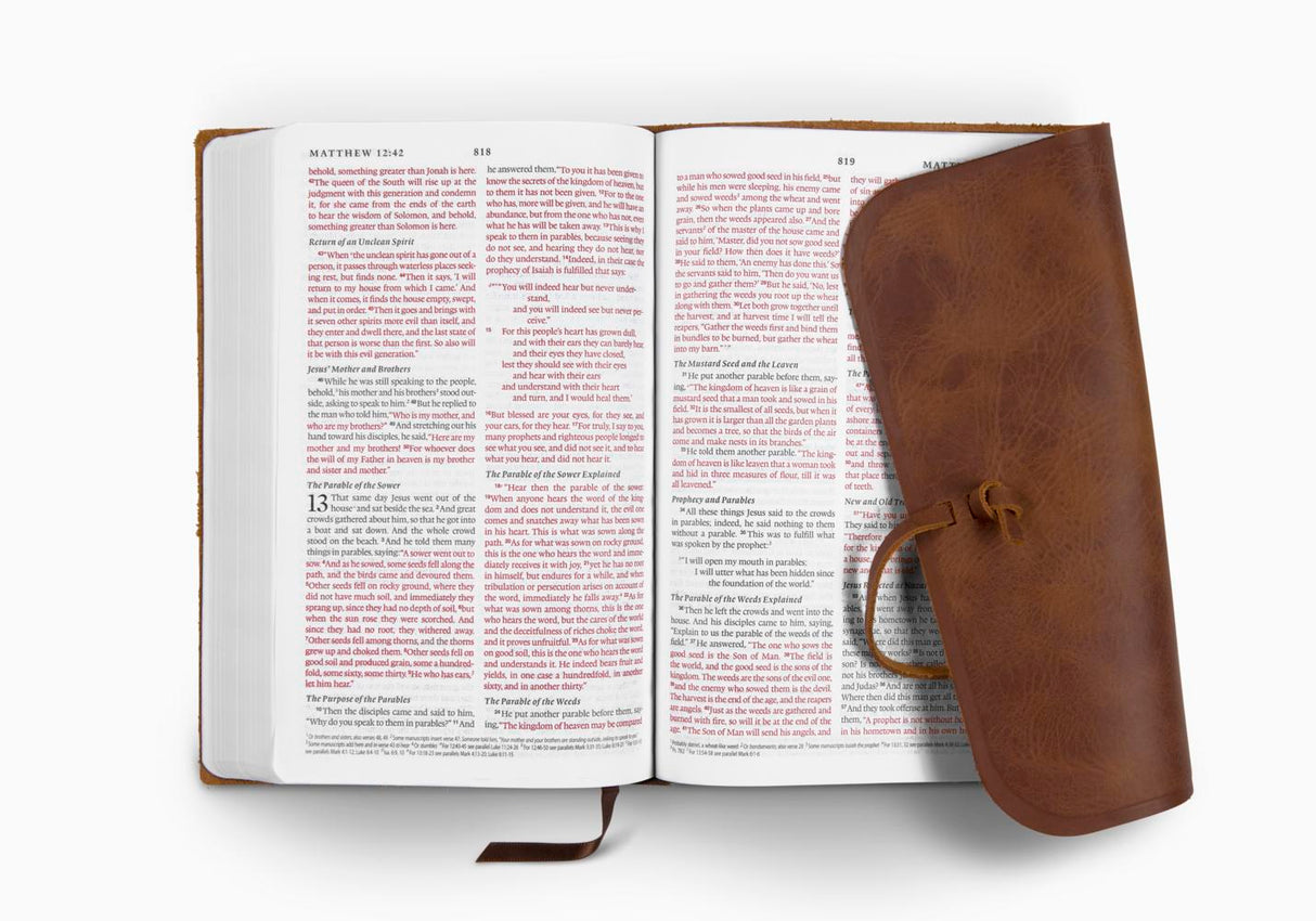 ESV Thinline Bible (Natural Leather, Flap with Strap)