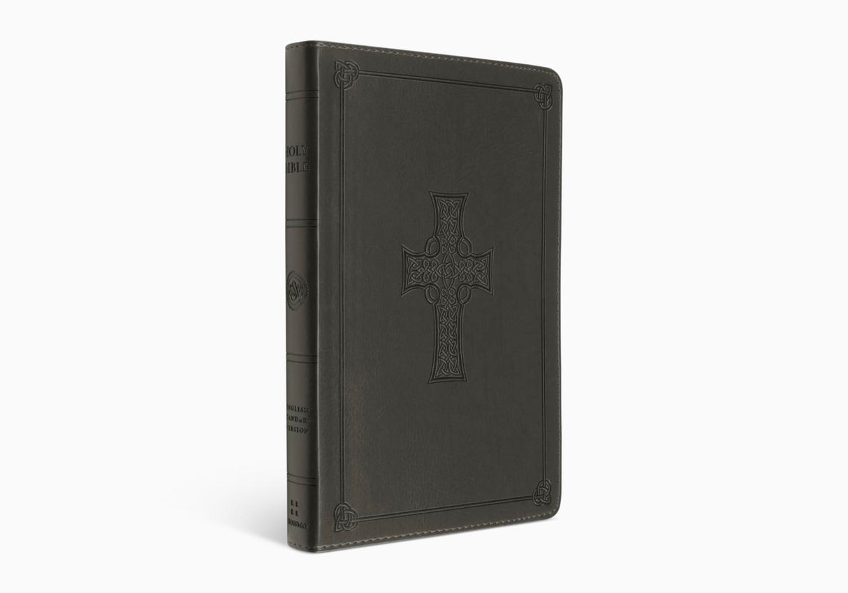 ESV Thinline Bible (TruTone, Charcoal, Celtic Cross Design, Red Letter)