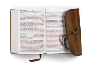 ESV Large Print Compact Bible (Natural Leather, Strap Flap)