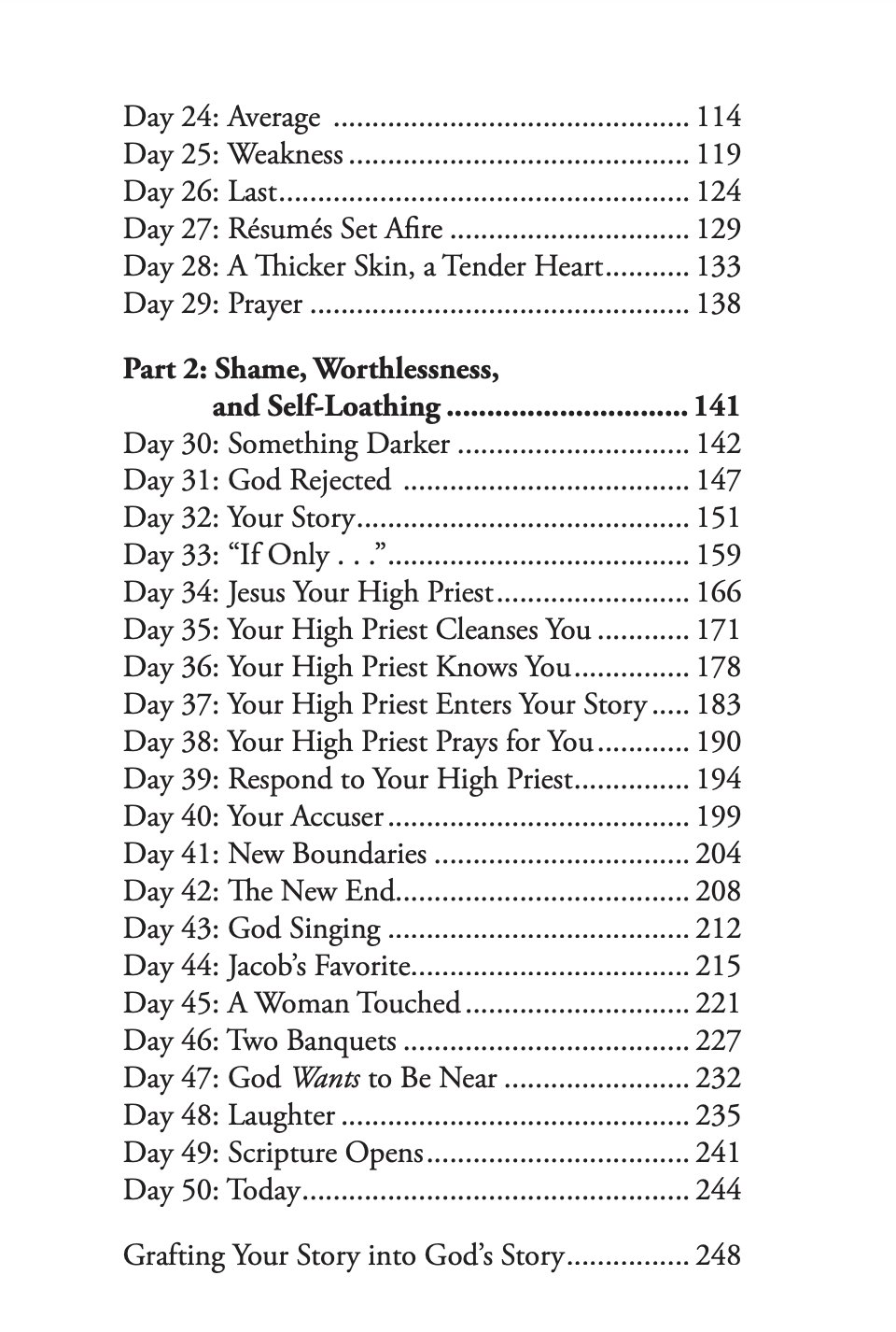 Table of contents page from A Small Book About Why We Hide
