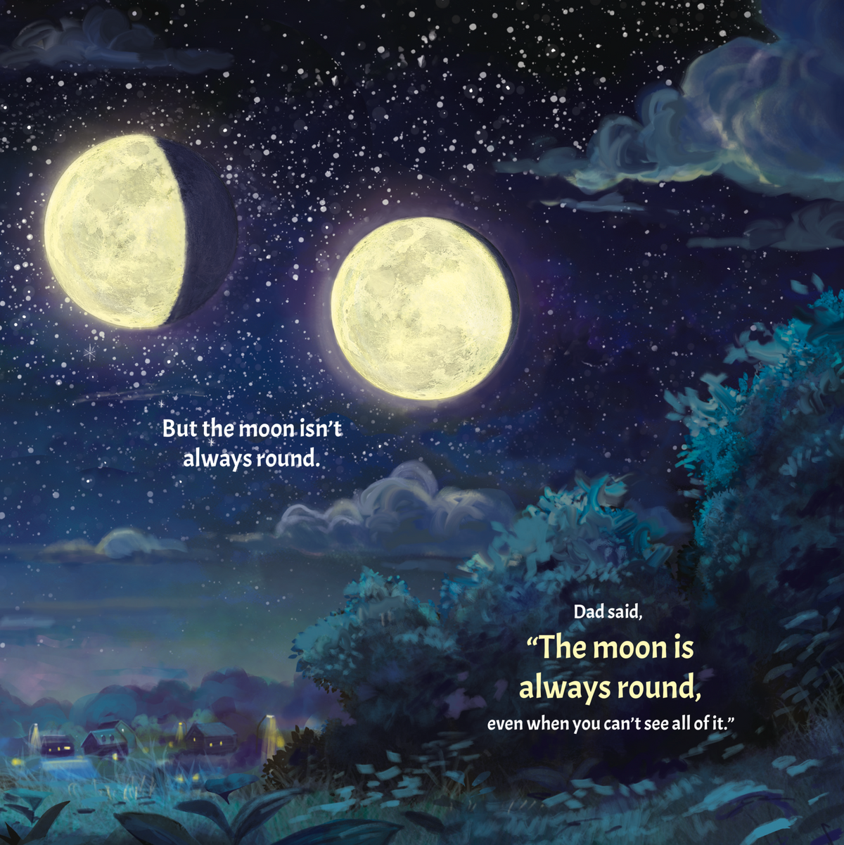 Illustrated interior spread from The Moon is Always Round